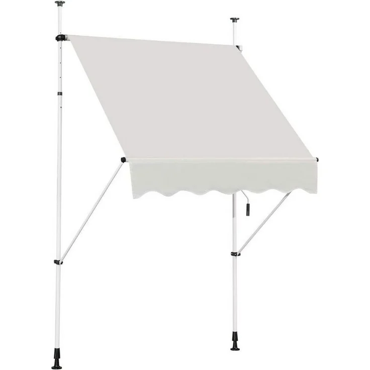 COSTWAY Klemmmarkise 250cm breit, höhenverstellbar 200-300cm, mit Handkurbel, Beige – Bild 1