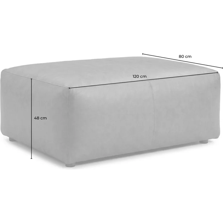 KAWOLA Polsterhocker CELESTE Hockerbank Leder grau 48 x 80 x 120 cm – Bild 8