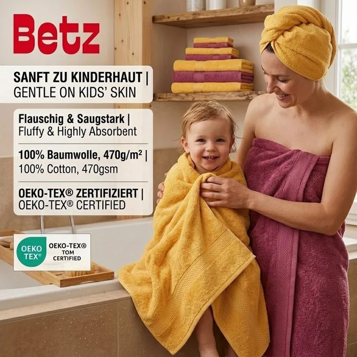 Betz Handtuch Set 12-TLG. Handtuch Set Premium honiggelb/Beere, Baumwolle, (12-tlg) – Bild 2
