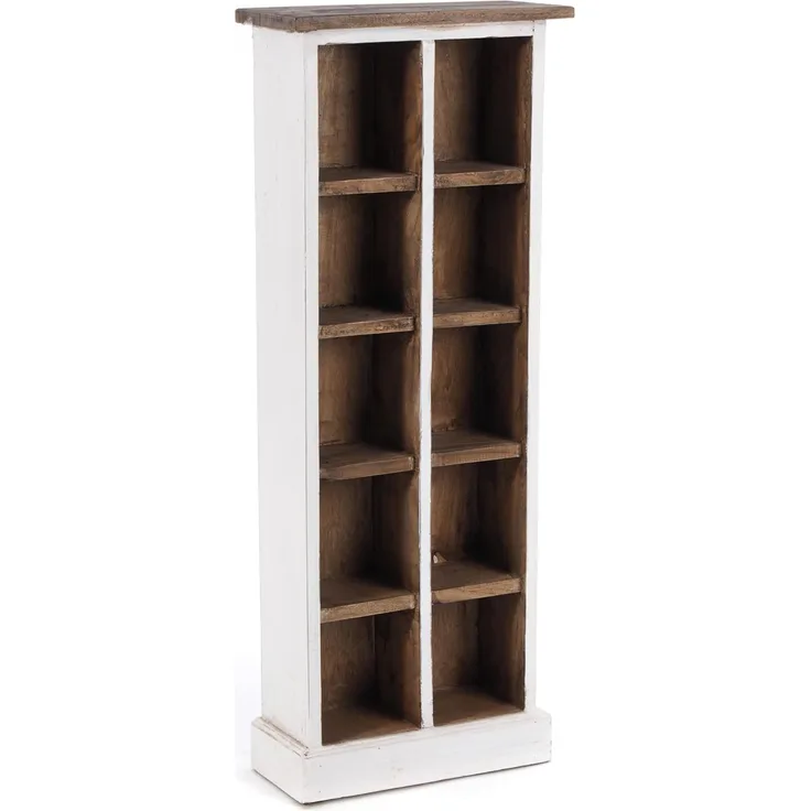 DESIGN DELIGHTS Regal RUSTIKALES CD & BÜCHERREGAL NATURE, 94x36cm(HxB) Holzregal 10 Fächer