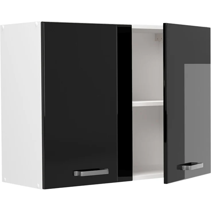 Küchenglasschrank R-Line Schwarz Hochglanz/Weiß 80 cm Vicco – Bild 3
