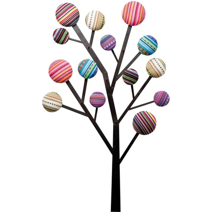 Wandgarderobe Tree 111 cm, Metall, Mehrfarbig, 65 x 111 x 7 cm