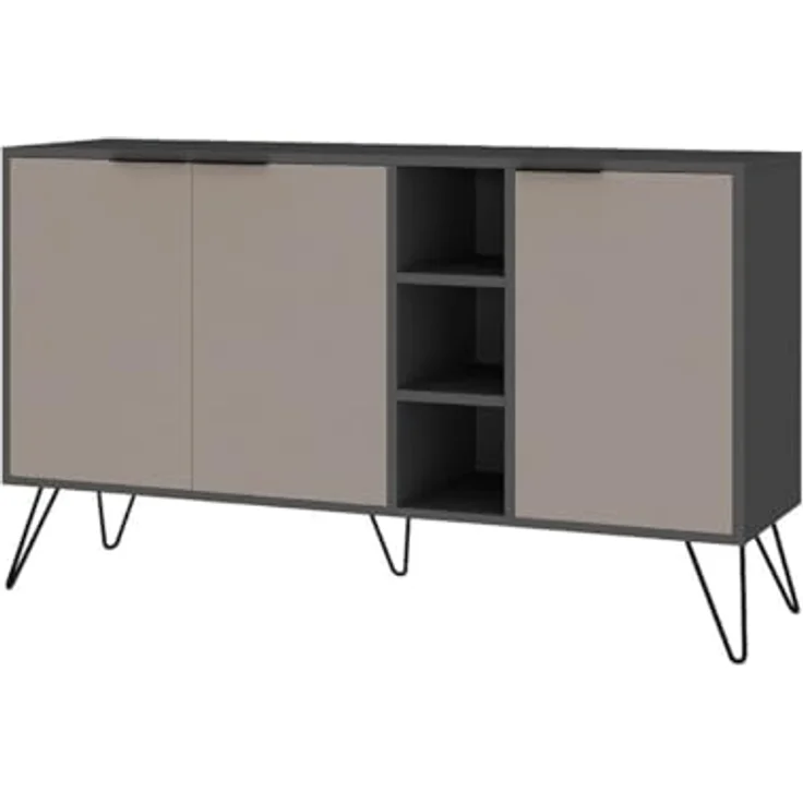 Calicosy Sideboard, Taupe, 142 cm, Holzwerkstoff mit FSC-Zertifikat, Wandmontagefähig, Metallfüße – Bild 1