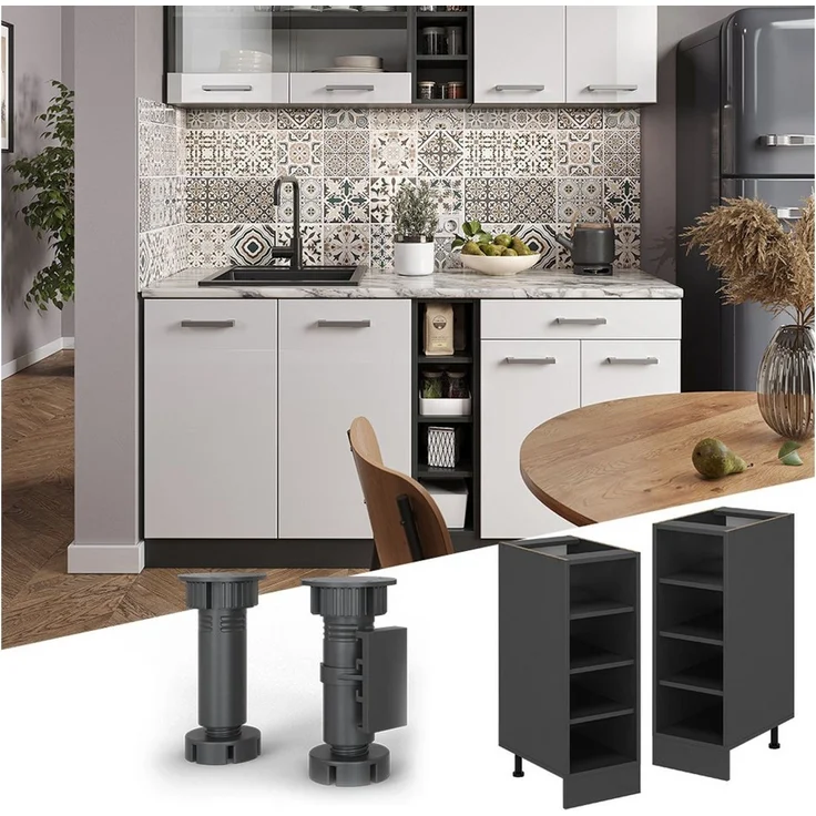 Küchenregal R-Line Anthrazit 30 cm ohne Arbeitsplatte Vicco – Bild 2