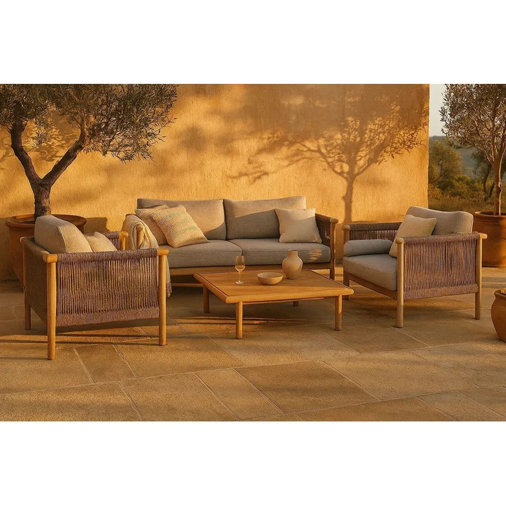 DutchBone Loungesessel Oasis im 2er-Set, Beige aus Akazienholz 95x84x68 cm – Dutchbone – Bild 10