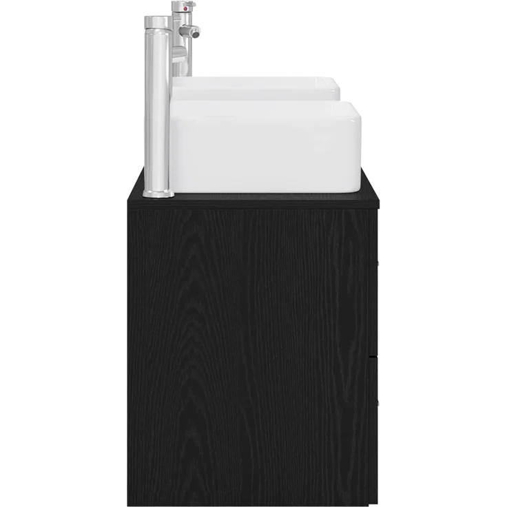 vidaXL Badezimmerschrank-Set 3 stk. Schwarze Eiche 129 x 41 x 80 cm 3405820 – Bild 7