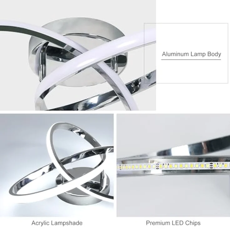 Comely LED Deckenleuchte Dimmbar, Deckenlampe Schlafzimmer mit Fernbedienung 3000K-6500K, 36W Modern Silber LED Deckenbeleuchtung Geeignet für Wohnzimmer Esszimmer Kinderzimmer – Bild 5
