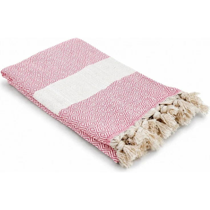 my Hamam Hamamtücher Pestemal Hamamtuch pink naturbeige ca. 100x180 cm "Diamant", (1-St), weich und saugstark