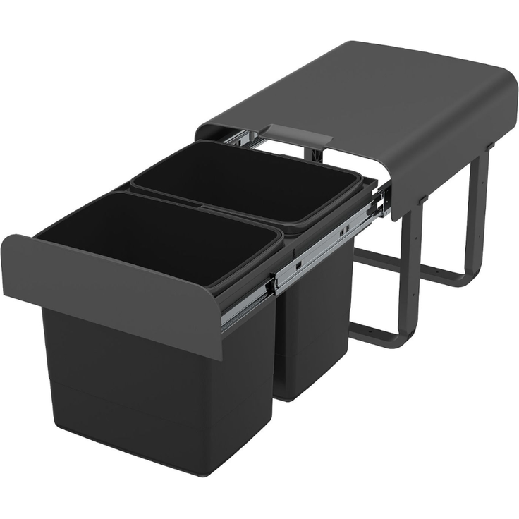 Ekotech EKKO. 22 Abfallsammler Vollauszug Kunststoff oriongrau 2x15 L für 40 cm Unterschrank