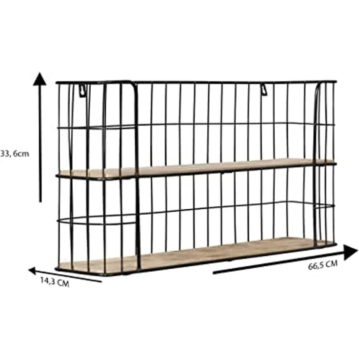 LIFA LIVING Schweberegal Malaga Holz Metall, Modernes Wandregal mit 2 Etagen Boden, Hängeregal, 66,5 x 14,3 x 33,6 cm – Bild 3