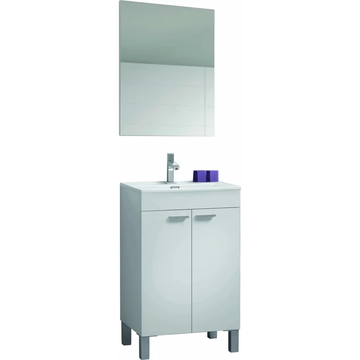 Waschbeckenunterschrank >KONCEPT 50< in weiß glänzend - 50x80x40 (BxHxT) – Bild 6