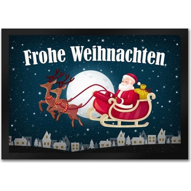 speecheese Fußmatte Frohe Weihnachten Fußmatte mit Weihnachtsmann Motiv Nikolaus Rentier – Bild 4
