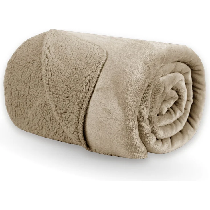 Kuscheldecke "Teddy Fleece" Sherpa/Flanell, 150x200cm Beige – Bild 1