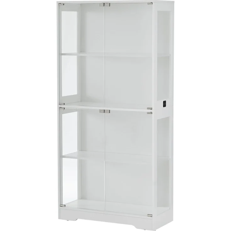 DESVIAE Vitrine mit LED-Beleuchtung und Glastüren 80x165x35 cm Glas/MDF Weiß – Bild 8