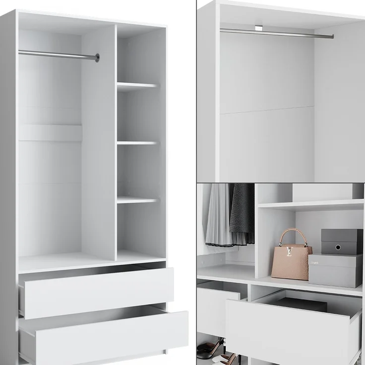 Kleiderschrank Elmo Weiß 280 x 200 cm 3er Set Vicco – Bild 6