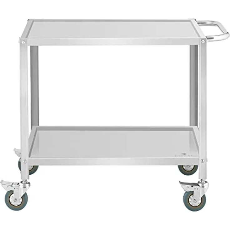 Royal Catering Servierwagen 2 Ebenen Küchenwagen Küchenrollwagen Lenkrollen Edelstahl 100kg Gastro – Bild 5