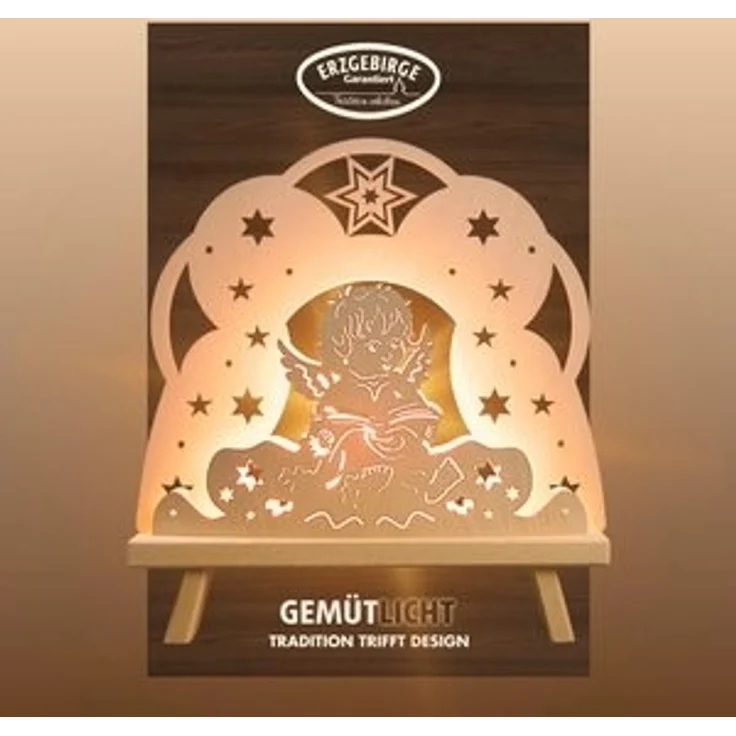 Weigla Lichterbogen Engel in Wolke, Dekoleuchte aus Holz, NATUR, Made in Germany (1-tlg), Erzgebirge garantiert, Weihnachtsdeko Innen, Weihnachtsbeleuchtung – Bild 6