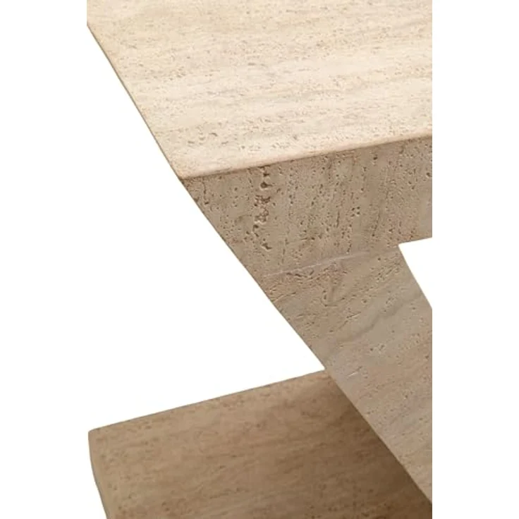 Kare Design Beistelltisch Luxury Z Travertine, Beige, Ablage, Couchtisch, Wohnzimmertisch, Z-Form, Stein-Optik, 61 x 44 x 33 cm (H/B/T) – Bild 5