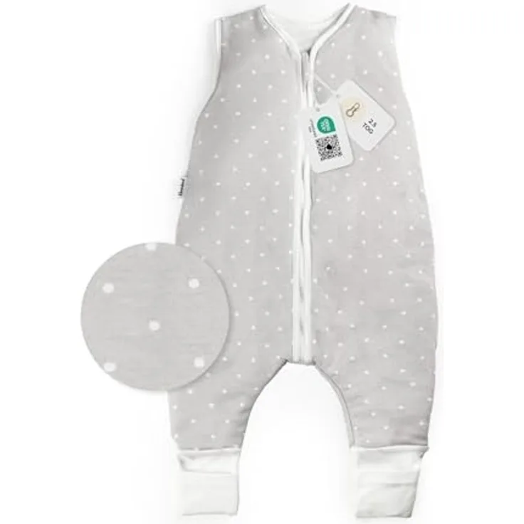 Ehrenkind® Babyschlafsack mit Beinen | Bio-Baumwolle | Ganzjahres Schlafsack Baby Gr. 100 Farbe Grau mit weißen Punkten