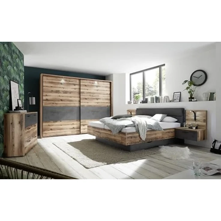 Bettanlage >ALICANTE< 2 Nachtkonsolen, Alpine Lodge / Betonoxid - 305,6x99,5x213,4 (BxHxT) – Bild 7