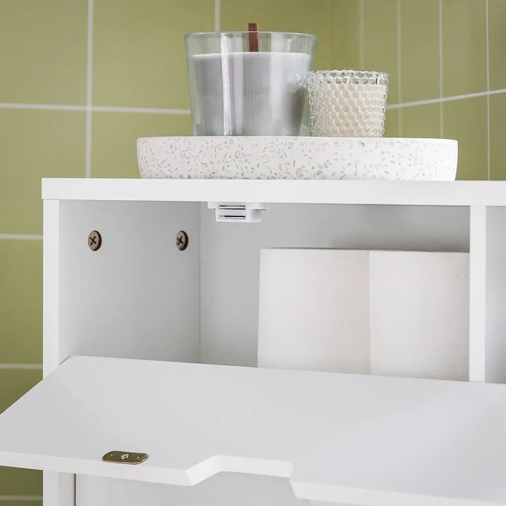 SoBuy BZR31-W Toilettenschrank mit Toilettenpapierhalter, MDF, Lackiert, Weiß, 52 x 68 x 68 cm – Bild 8