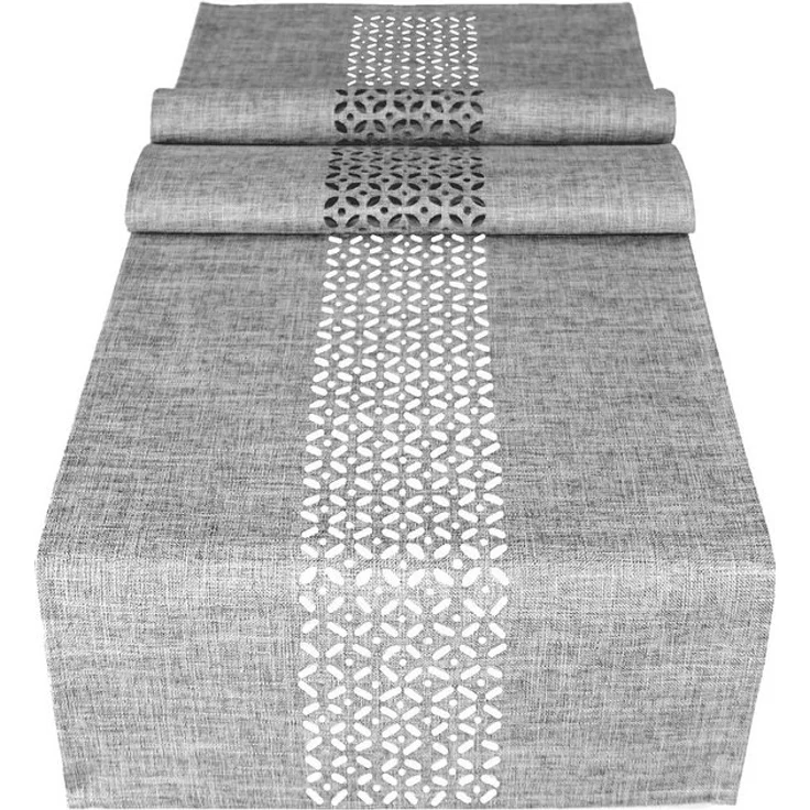 matches21 HOME & HOBBY Tischdecke Tischläufer Durchbrochene Ornamente grau 40x140 cm (1-tlg) – Bild 2
