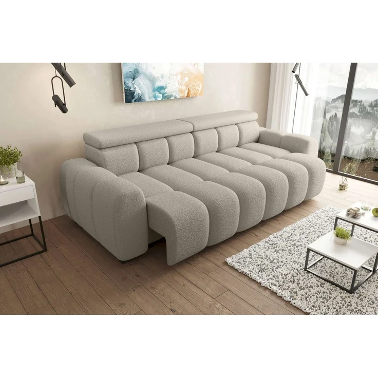 99rooms Alessio Bigsofa Boucle-Stoff ABRIAMO Cappuccino mit Sitztiefenverstellung Lieferung Wohnung – Bild 3