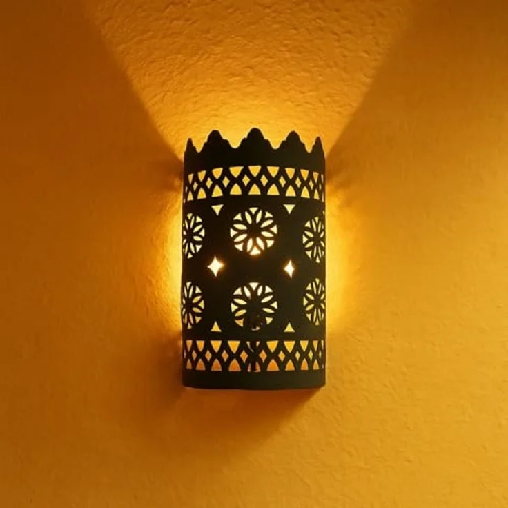 Marrakesch Orient & Mediterran Interior Wandleuchte Orient Wandlampe Lera H 30 cm, Metall-Patina in Handarbeit, Handarbeit – Bild 1