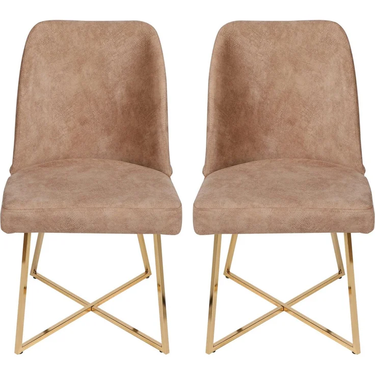 Skye Decor 'Madrid 913 V2' Stuhlset (2-teilig), Gold / Braun, 50 x 90 x 49 cm – Bild 2