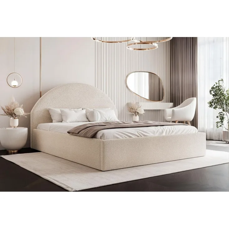 Compleo Polsterbett Designer Polterbett CLARA, mit Stauraum, Glamour-Bett, Elegant, Bett mit halbrückigem Kopfteil, Elegant design