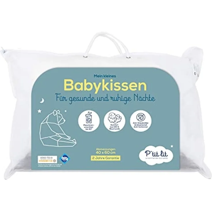 P'TIT LIT - Babykissen | Kinderkissen 40x60 cm - Bezug 100% Baumwolle - Anti Milben - Hypoallergen - Oeko Tex – Bild 1