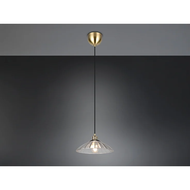 Pendelleuchte ELUNA einflammig, Altmessing mit Glasschirm klar, Ø 29,5cm – Bild 3
