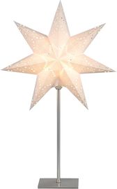 Star Sensy Tischlampe, 3D Papierstern, Weiß, Metallfuß, H: 55