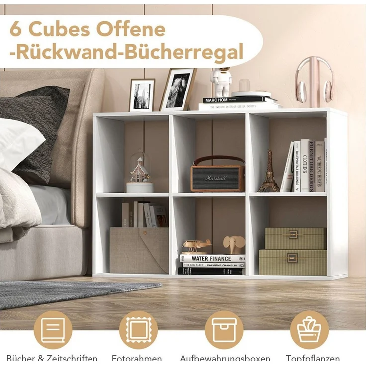 KOMFOTTEU Standregal, Bücherregal, Würfelregal mit offener Rückseite & Kippschutz – Bild 4