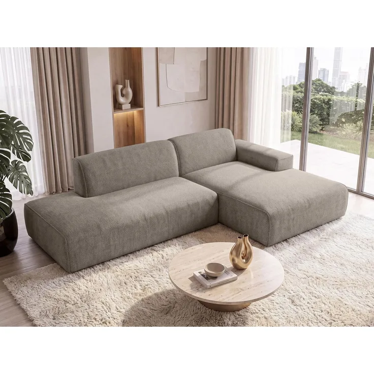 AX LIVING Ecksofa Braun Didim Duo 284 cm Chenille Sofa freistehend R