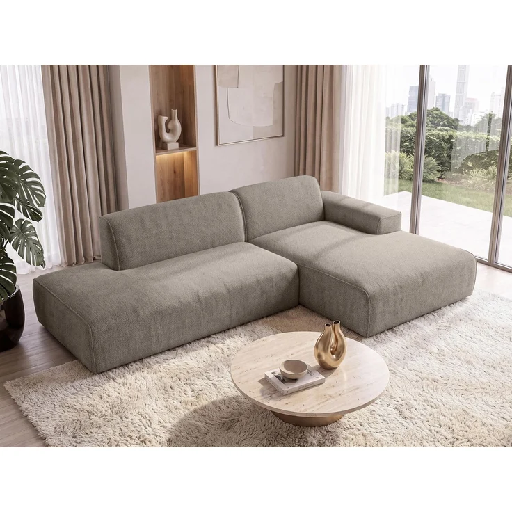 AX LIVING Ecksofa Braun Didim Duo 284 cm Chenille Sofa freistehend R – Bild 1