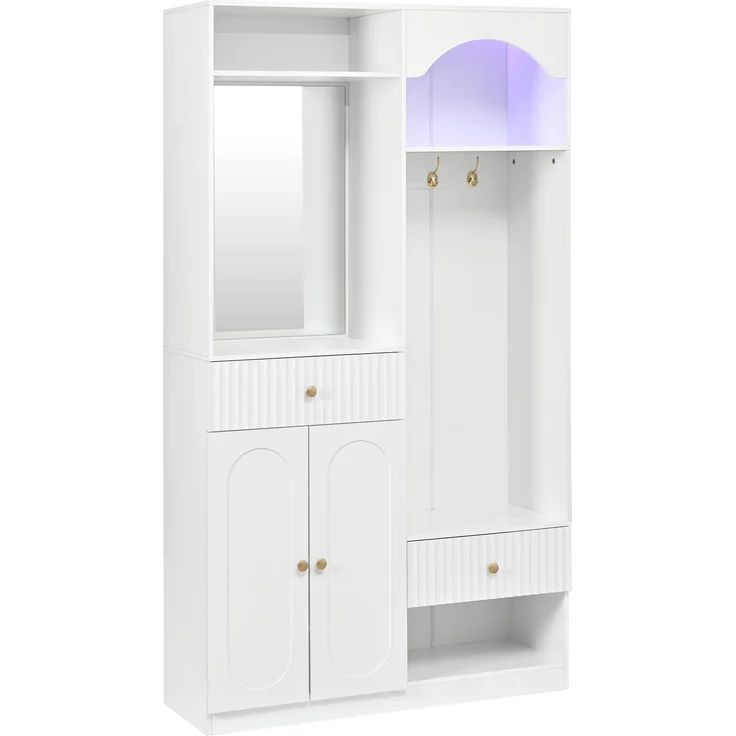 Kompaktgarderobe mit Spiegel und Sitzbank,Flurgarderobe mit Schuhschrank und Haken, Kleiderhaken,Kompaktgarderobe,Flurmöbel Set,Flurgarderobe – Bild 9