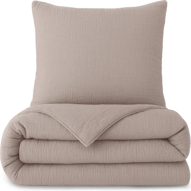Laynenburg Bettwäsche Musselin aus 100% Baumwolle in 135x200 oder 155x220 cm, atmungsaktiv & bügelfrei – 2 lagig mit Reißverschluss & Haltebändern – Bild 1