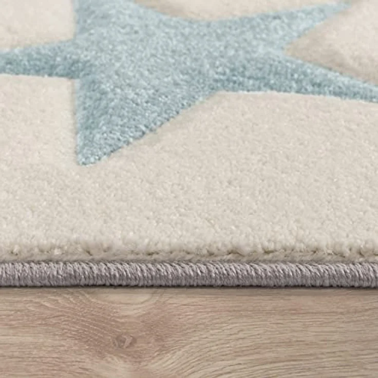 Paco Home Kinderteppich Cosmo 340, rechteckig, Höhe: 17 mm, Kurzflor, Pastell-Farben, 3D Effekt, Motiv Berge, Punkte & Sterne – Bild 4