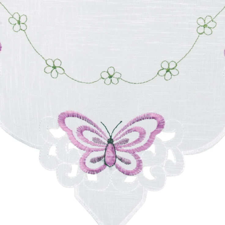ARSVITA Fenstergardine mit Stickerei, Blumen oder Schmetterlingen bestickte 35x40cm Fensterbild, in vielen verschiedenen Designs verfügbar (Farbe: Violett - Lila) – Bild 5