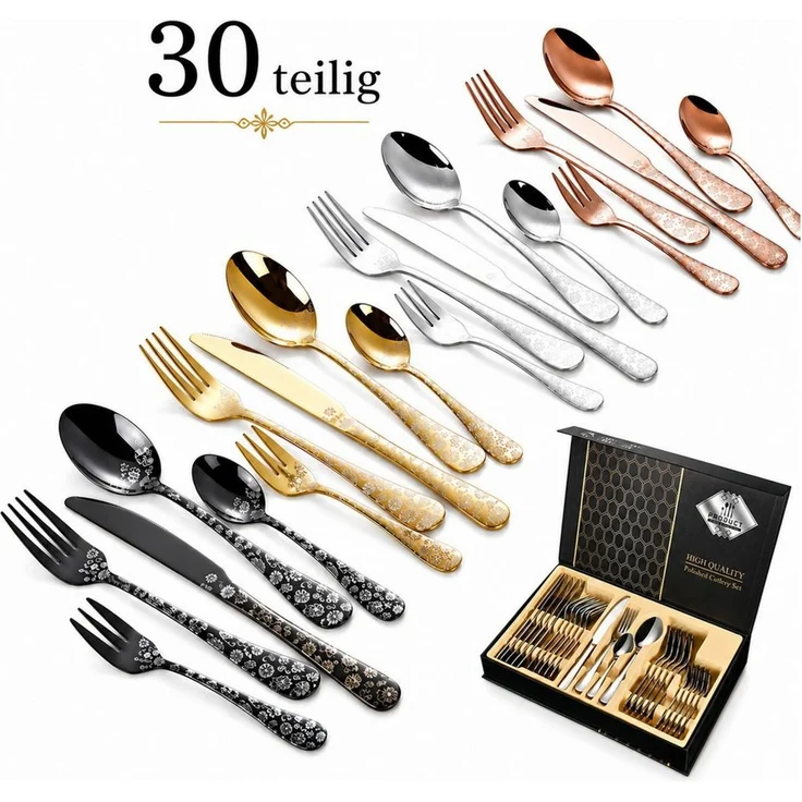 Faizee Home Besteck-Set Faizee Home Besteck-Set Faizee Home mit Ornament-Design, mehrfarbig – Bild 1