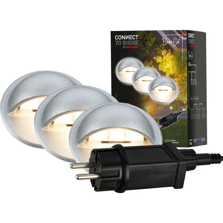 Briloner LED Außen-Bodenstrahler Teak Connect to Shine 3er Starterset 10W warmweiß – Bild 1