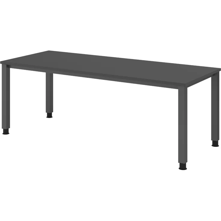 bümö manuell höhenverstellbarer Schreibtisch 200x80 cm in Graphit, Metall-Gestell: Graphit - PC Tisch höhenverstellbar & belastbar bis 140 kg, Büro- und Computertisch, QS-20-G-G