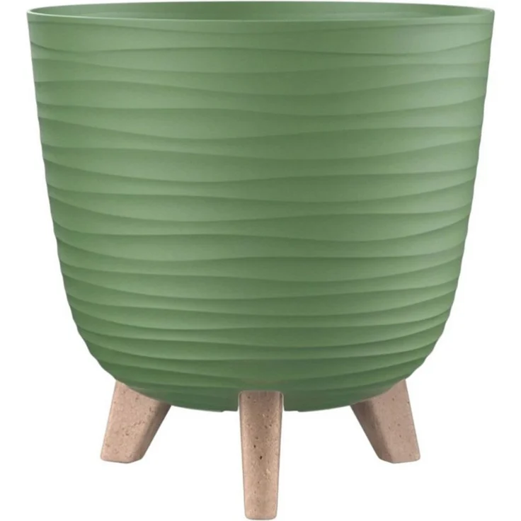 Engelland Blumentopf Pflanztopf mit Füßen (Vorteils-Set, 1 St, robuster PP-Kunststoff), Wellenoptik, rund, UV-resistent, Drainagesystem, direkte Bepflanzung – Bild 5