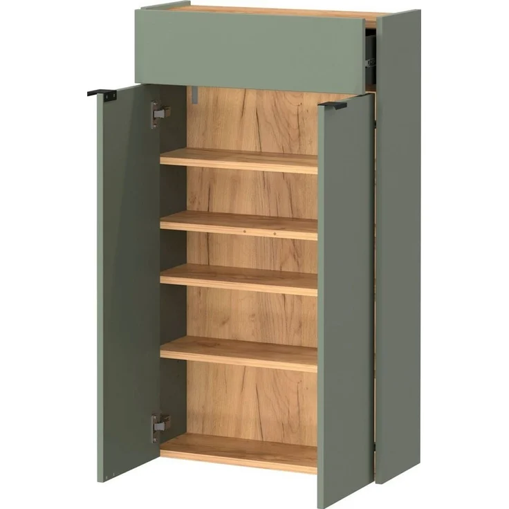 Germania Hängender Mehrzweckschrank 1397-629 GW-Ameca, in Taupegrün/Eiche, geringe Tiefe, optimal für schmale Flure, 56 x 97 x 22 cm (BxHxT) – Bild 3