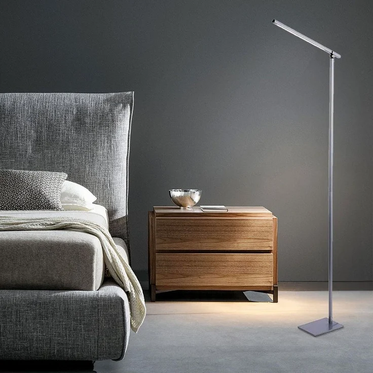 NOWA LED Stehlampe, LED-Leuchtmittel fest verbaut, Warmweiß, Stehlampe Stehleuchte Touchdimmer Beistelllampe silberLED H 145 cm – Bild 3