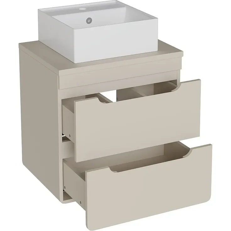 Vente-unique - ARUBA Waschbeckenmöbel Holz, Platte Beige - B 46 cm x H 59 cm x L 60 cm – Bild 4