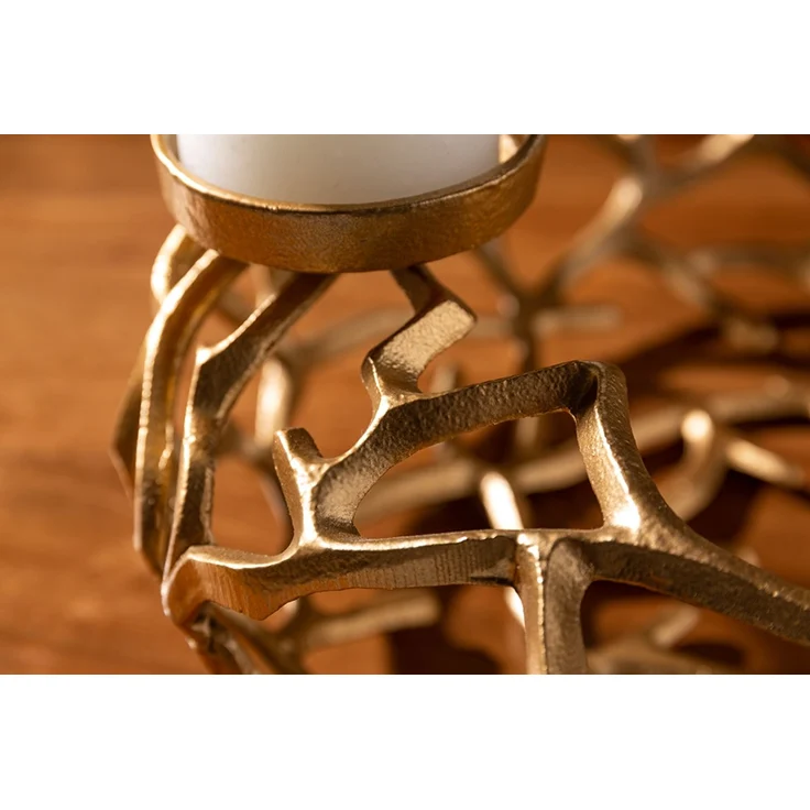 Stilvoller Kerzenständer Kranz CANDELA 38cm gold Aluminium Kerzenhalter – Bild 7