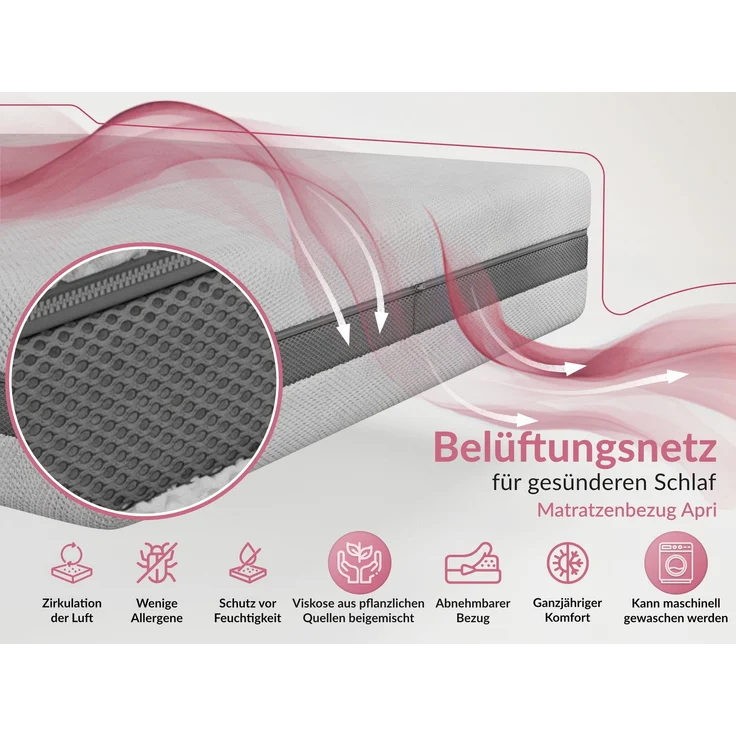 Schaummatratze mit abnehmbarer Abdeckung, Höhe 22 cm, Kaltschaum Matratze H2, Antiallergischer Bezug, Visco Schaum - 200 x 200 cm - DIVO - APRI – Bild 6