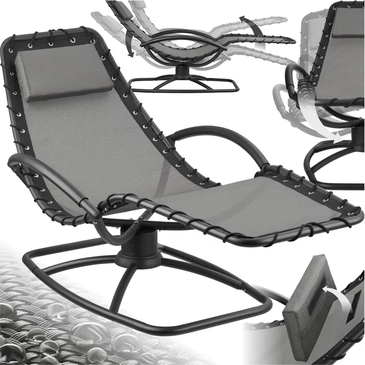 tectake Gartenliege Toulon, 1 St, Ergonomische Gartenliege mit sanfter Schwingfunktion